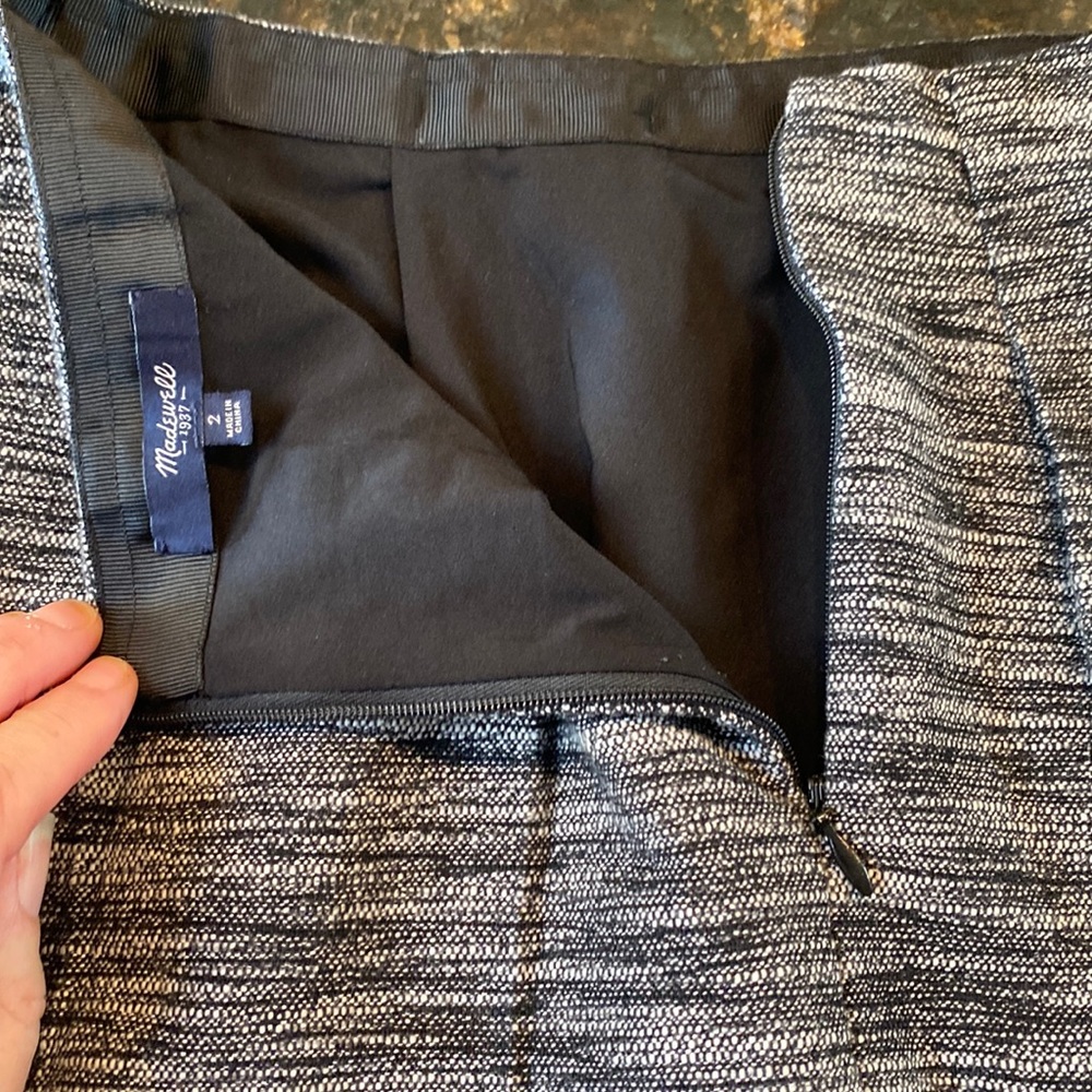 Madewell Black and white tweed pleated skirt with pockets  size 2 - Picture 4 of 6